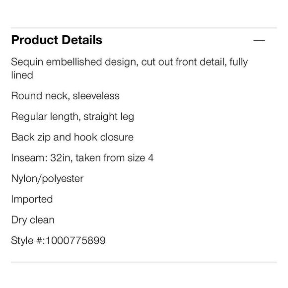 Sho by Tadashi Shoji Sleeveless Metallic Jumpsuit with Cut Out Size 14 - Picture 3 of 3